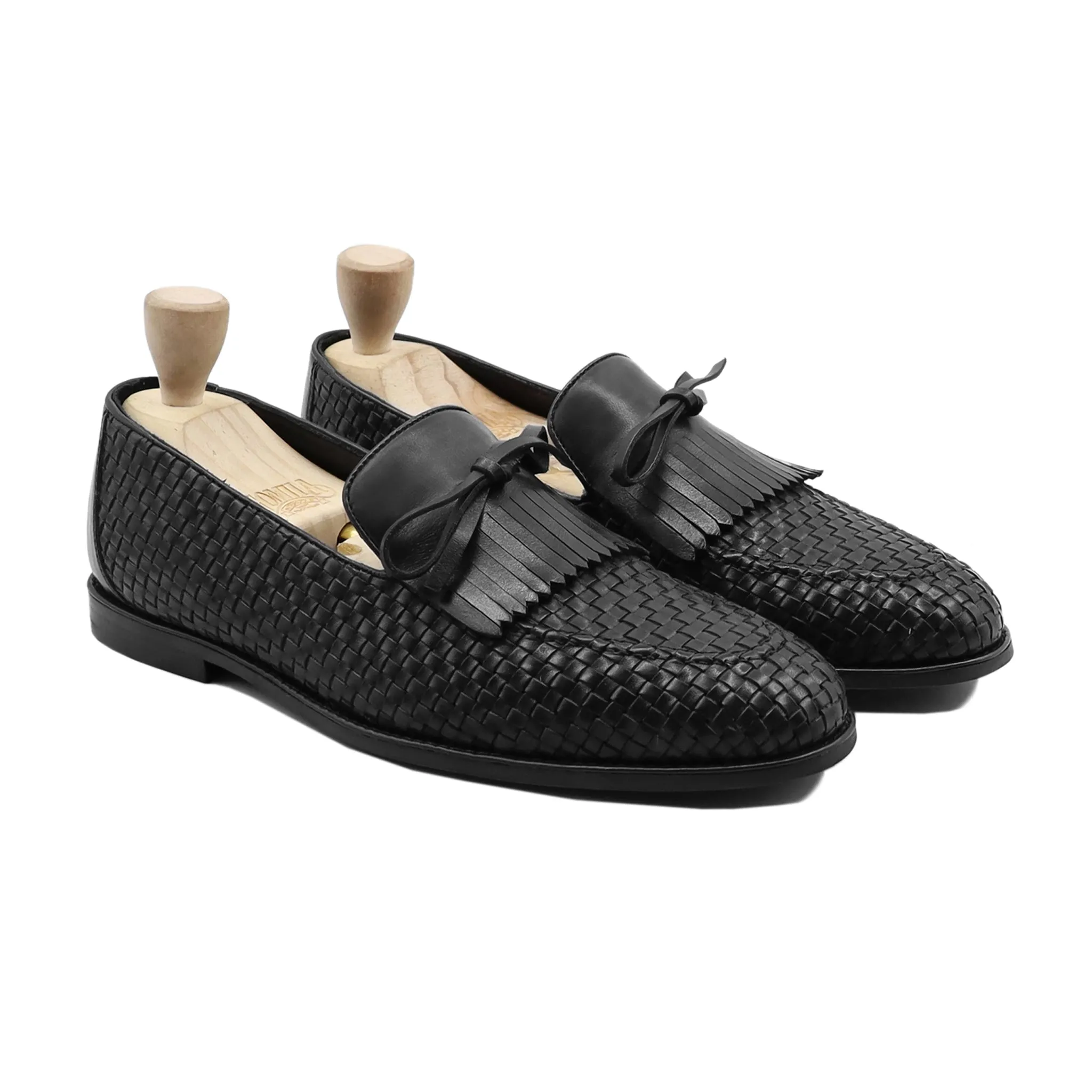 Lublin - Men's Black Hand Woven Calf Leather Loafer