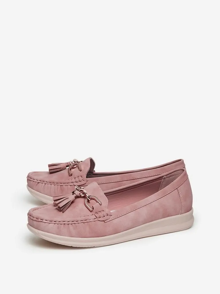 LUNA BLU Pink Hardware Design Loafers