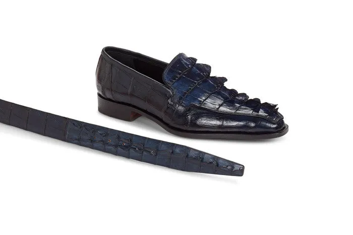 Mauri - 4770 "Orefici" Blue Hornback/Baby Croc Loafer