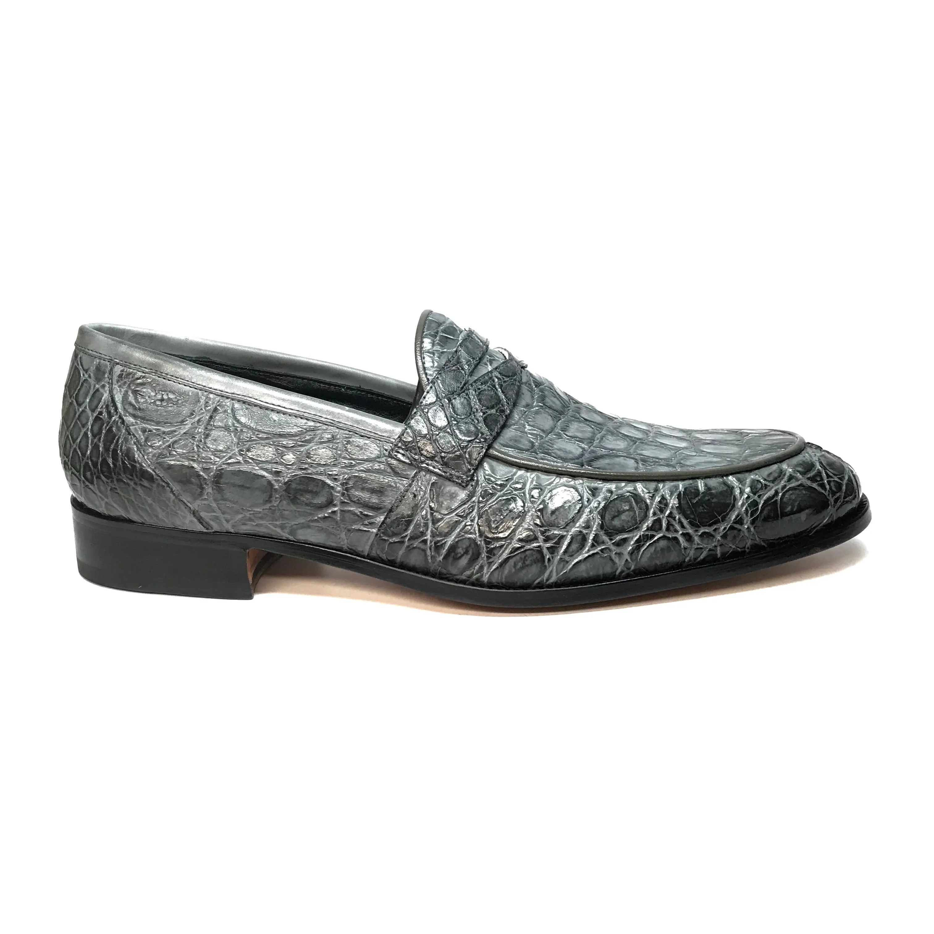 Mauri 4862 Forest Green Alligator Belly Penny Loafers