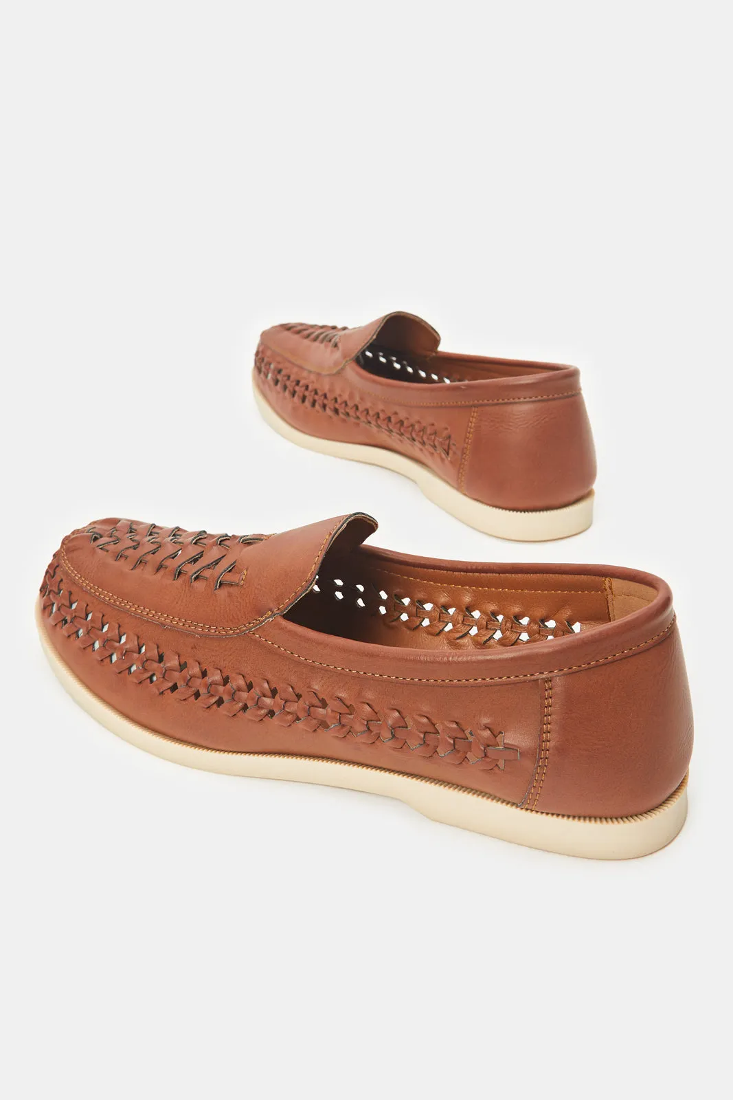 Men Brown Woven Loafers