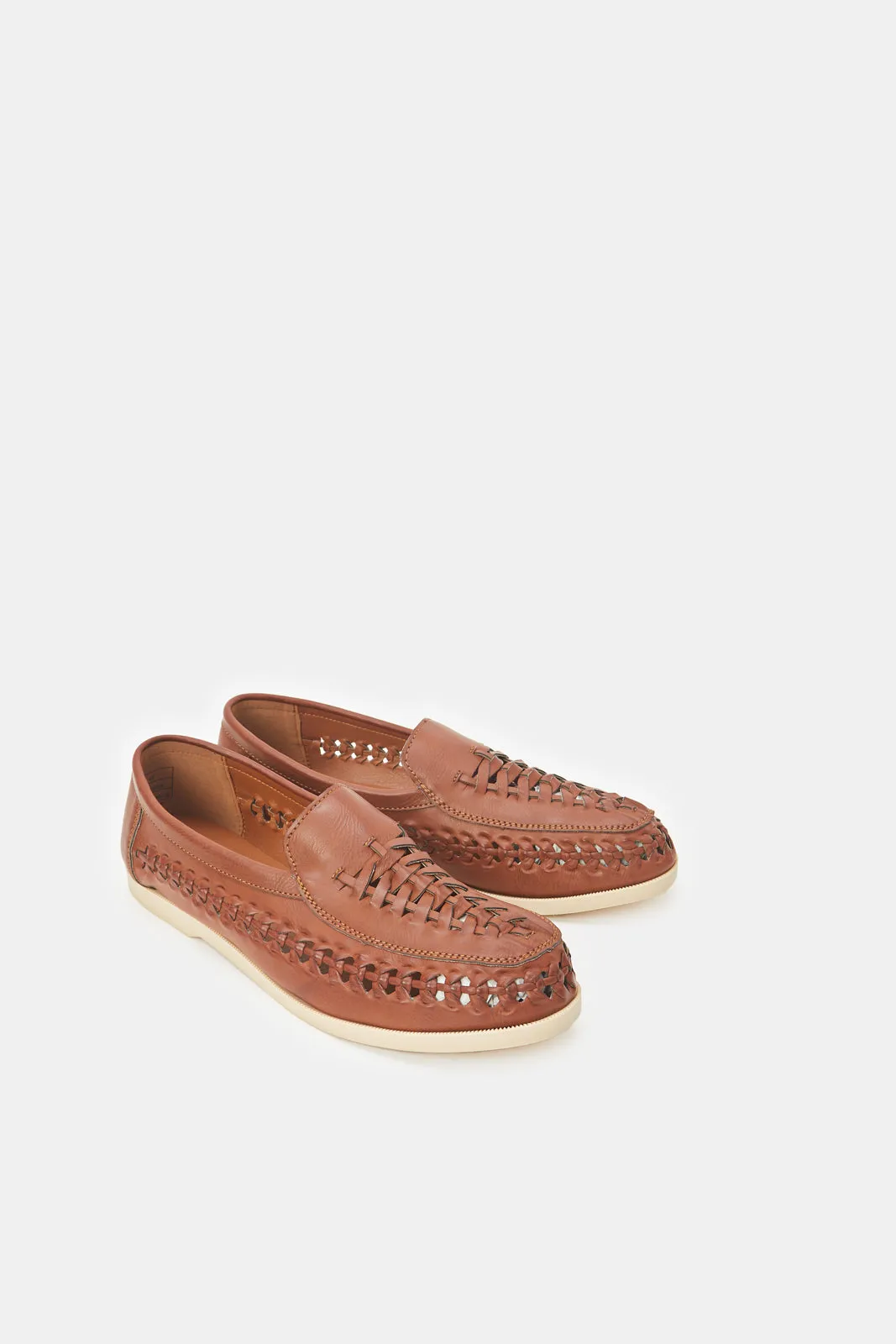 Men Brown Woven Loafers