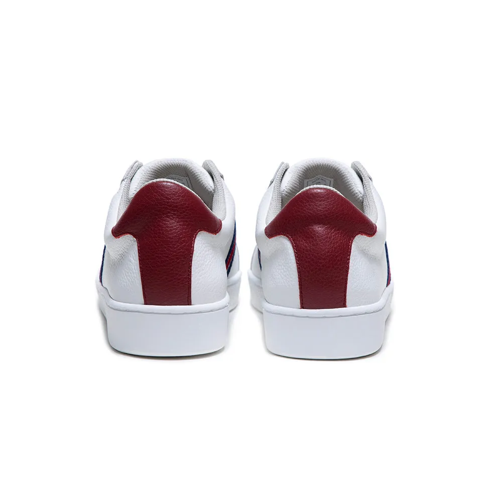 Men's Bishop White Red Blue Leather Sneakers 01722-015