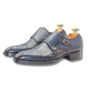 Men's Classic Black Leather Double Monk Strap Shoes Handcrafted Italian-Style Double Monk Dress Shoes Premium Quality Formal Footwear