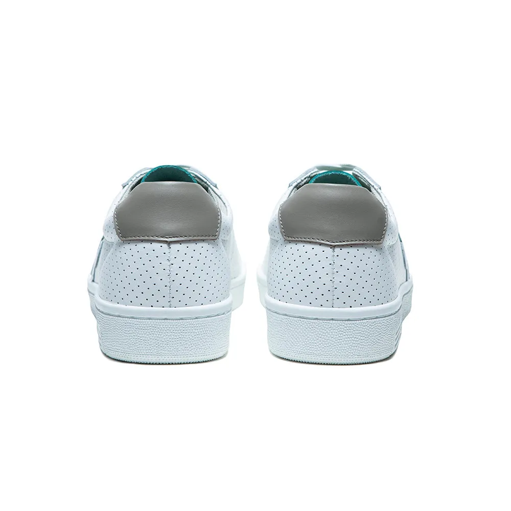 Men's Honor White Green Logo Leather Sneakers 08014-047