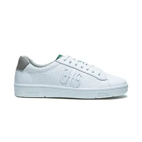 Men's Honor White Green Logo Leather Sneakers 08014-047