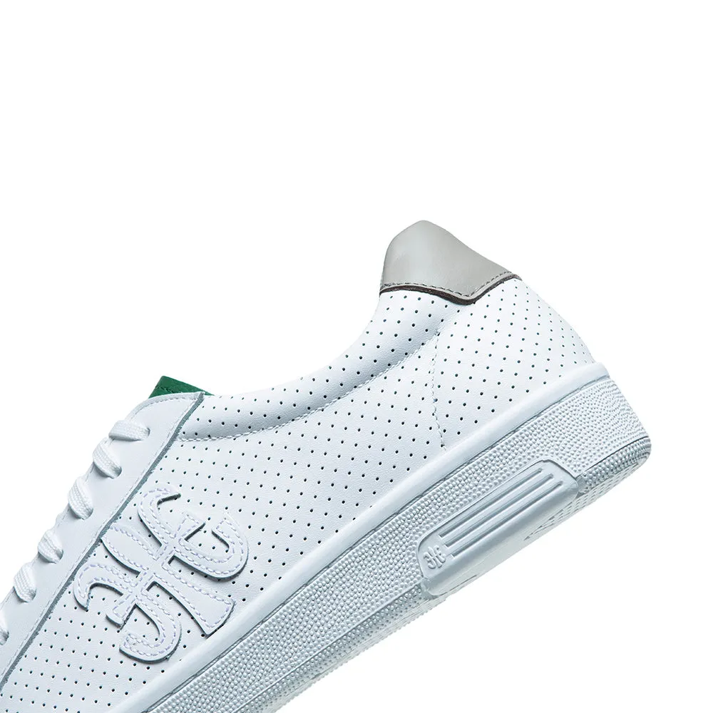 Men's Honor White Green Logo Leather Sneakers 08014-047