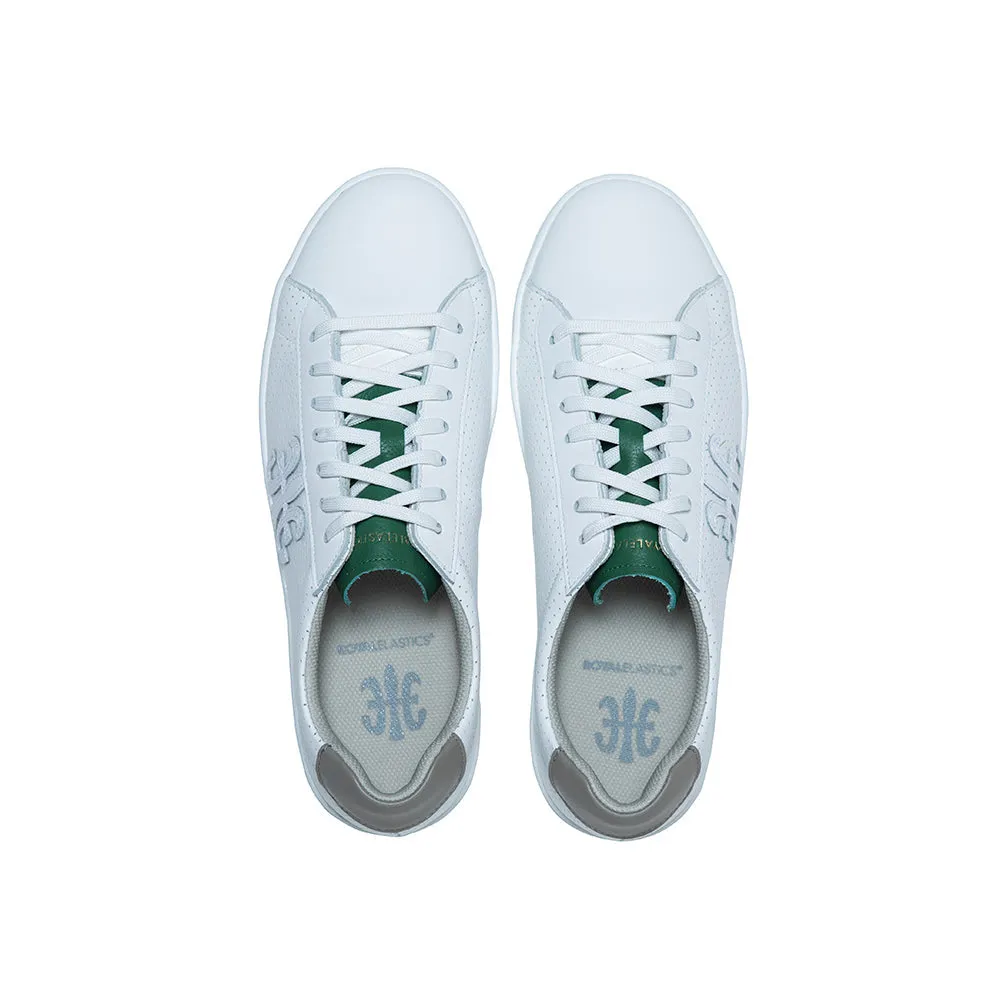 Men's Honor White Green Logo Leather Sneakers 08014-047