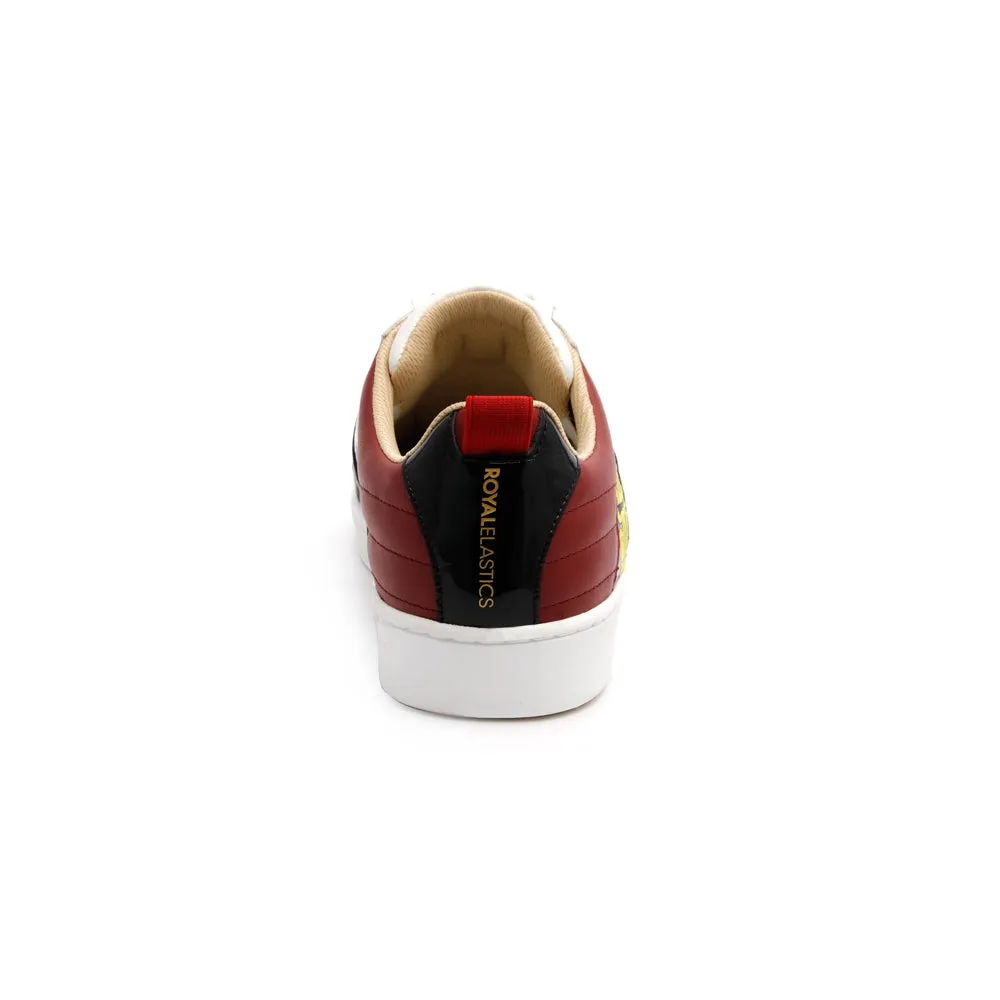 Men's Icon Manhood White Maroon Black Leather Sneakers 02091-891