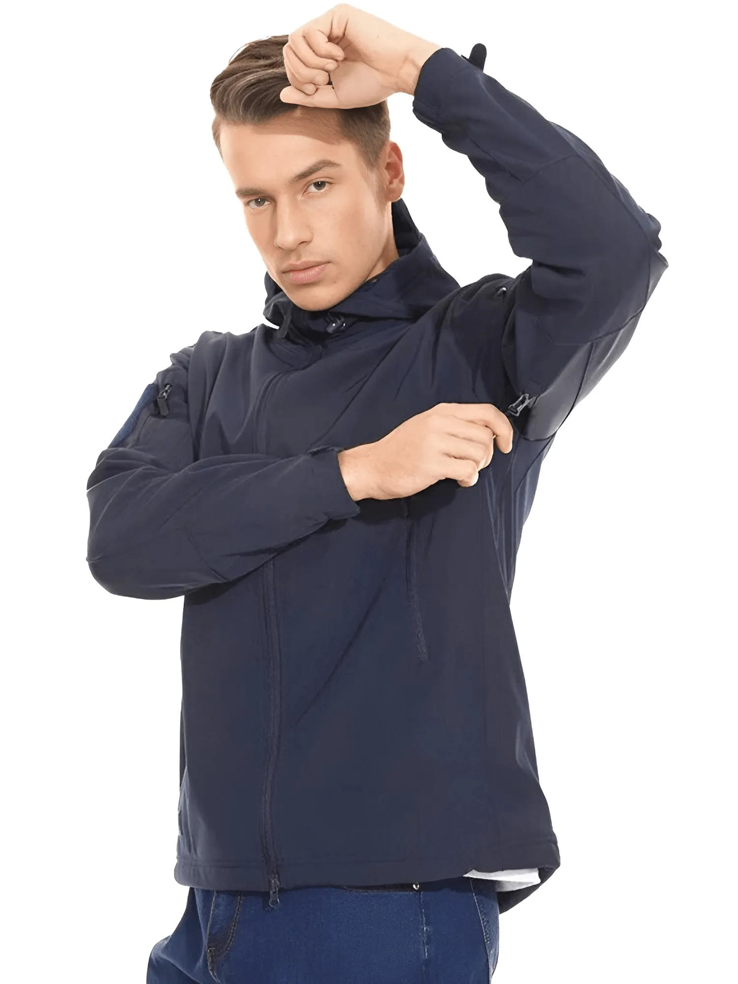 Men's Winter Jacket - Water-Resistant Soft Shell Coat with Hood & Fleece Lining