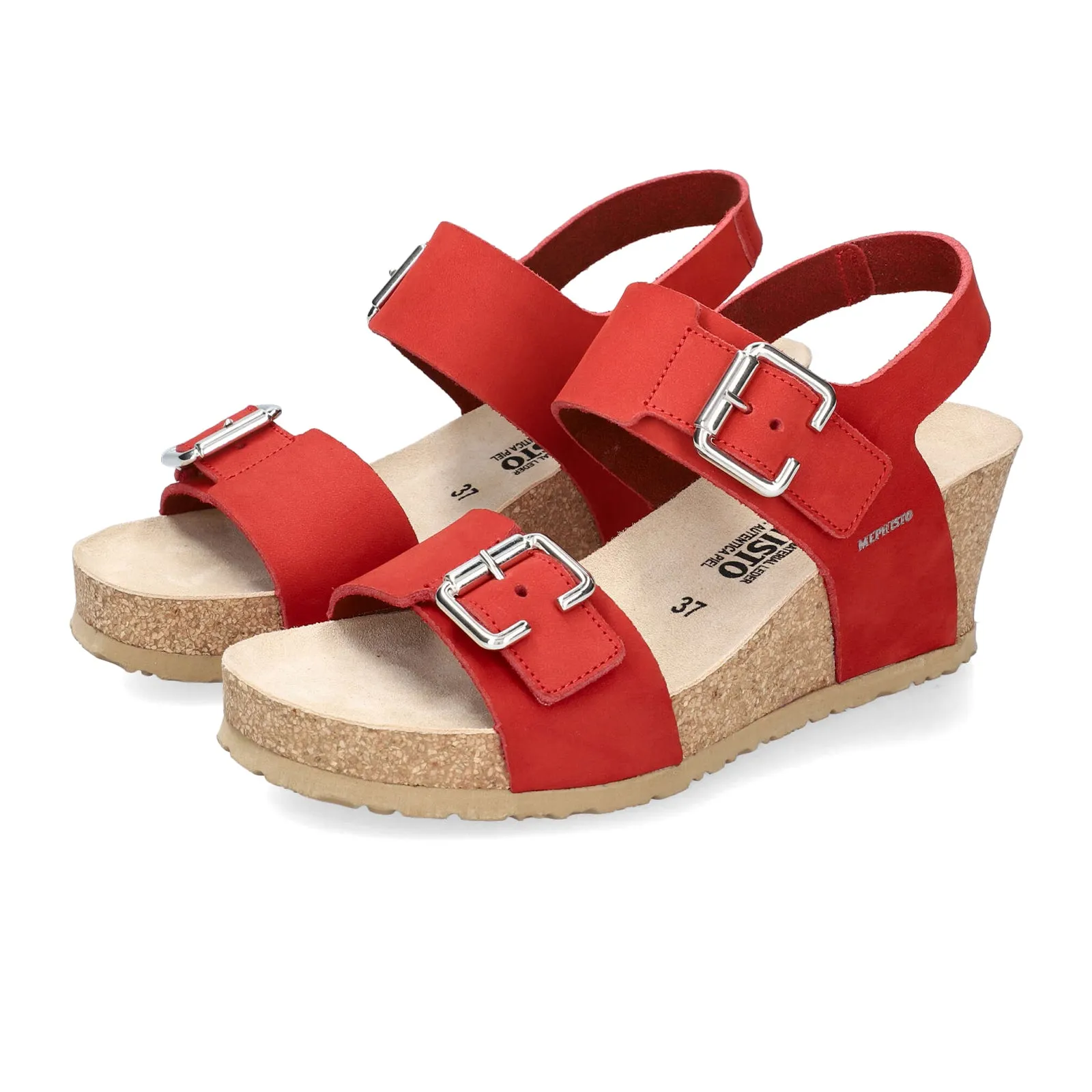 Mephisto Lissandra Wedge Sandal (Women) - Scarlet Sandalbuck