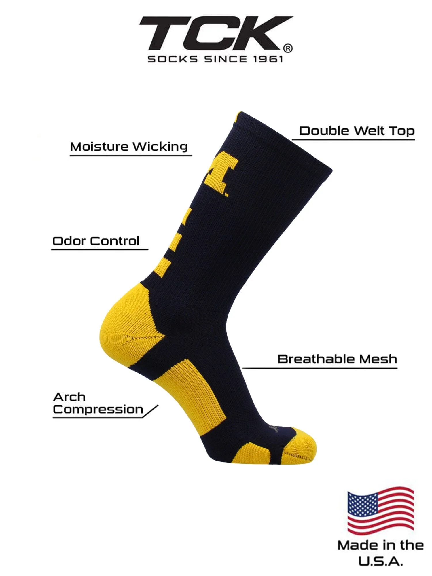 Michigan Wolverines Baseline Crew Socks