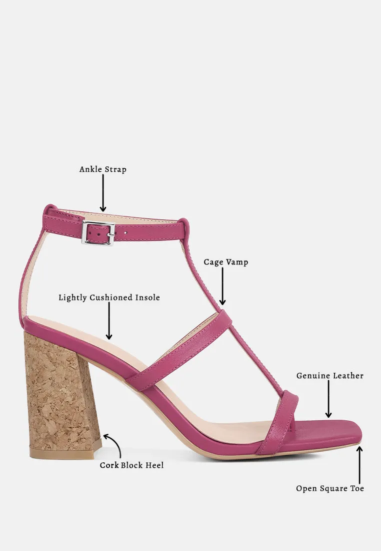 MIRABELLA Open Square Toe Block Heel Sandals in Fuchsia