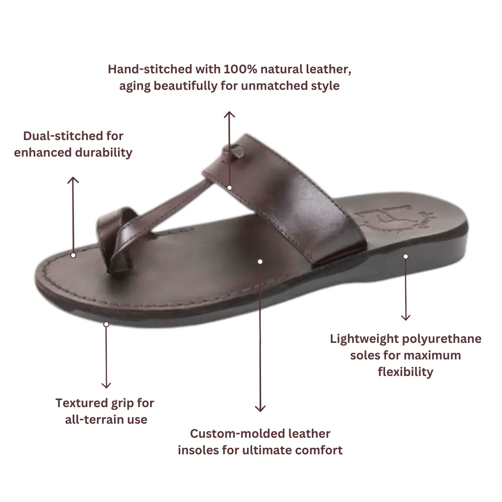 Nathan - Leather Slip On Sandal | Brown