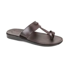 Nathan - Leather Slip On Sandal | Brown