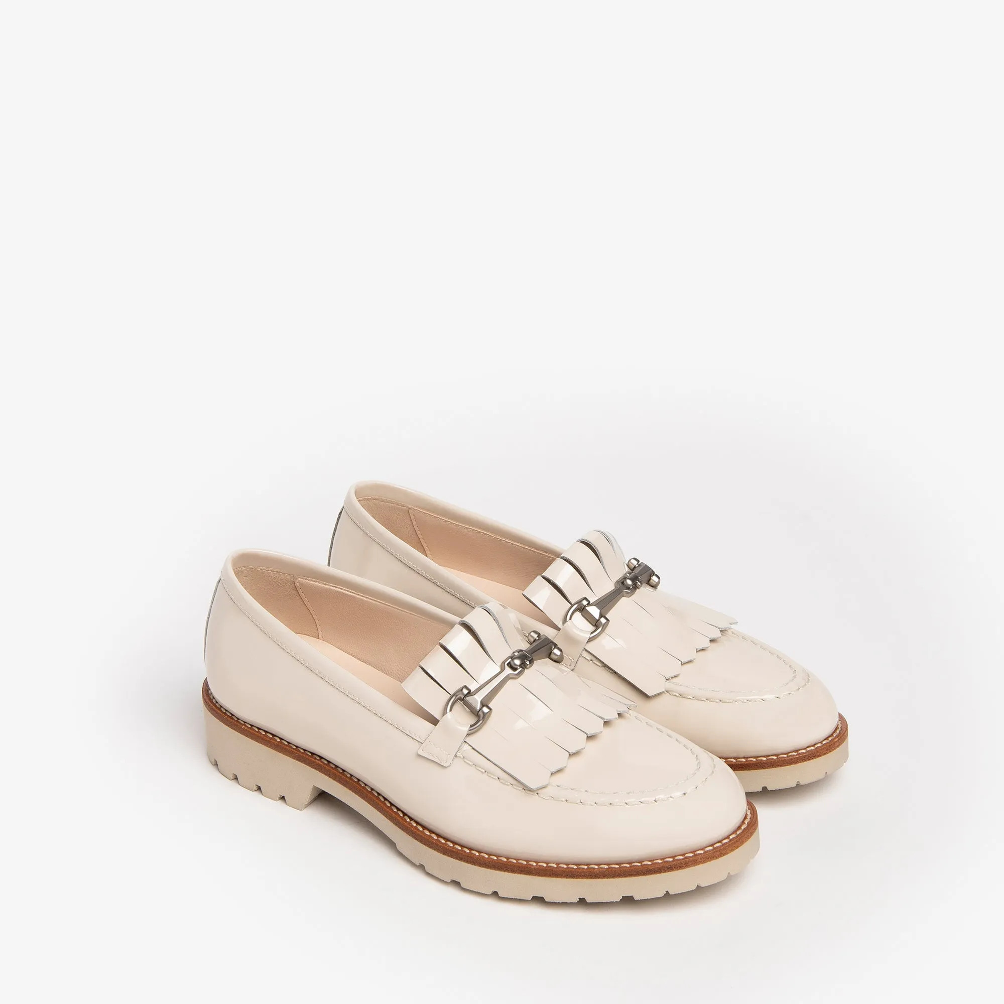 NeroGiardini Cream Patent Leather Loafers