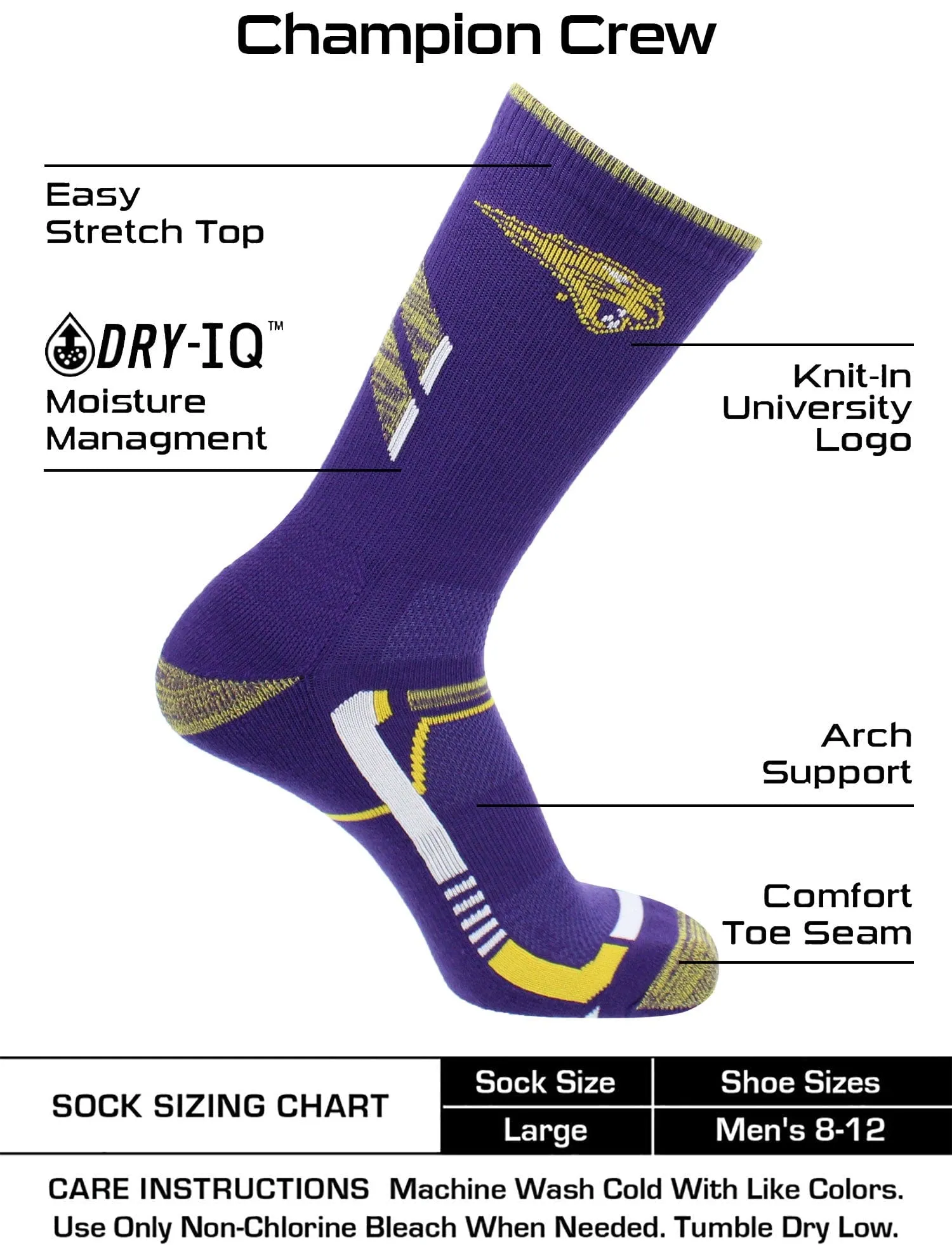 Northern Iowa Panthers Socks University of Northern Iowa Panthers Champion Crew Socks