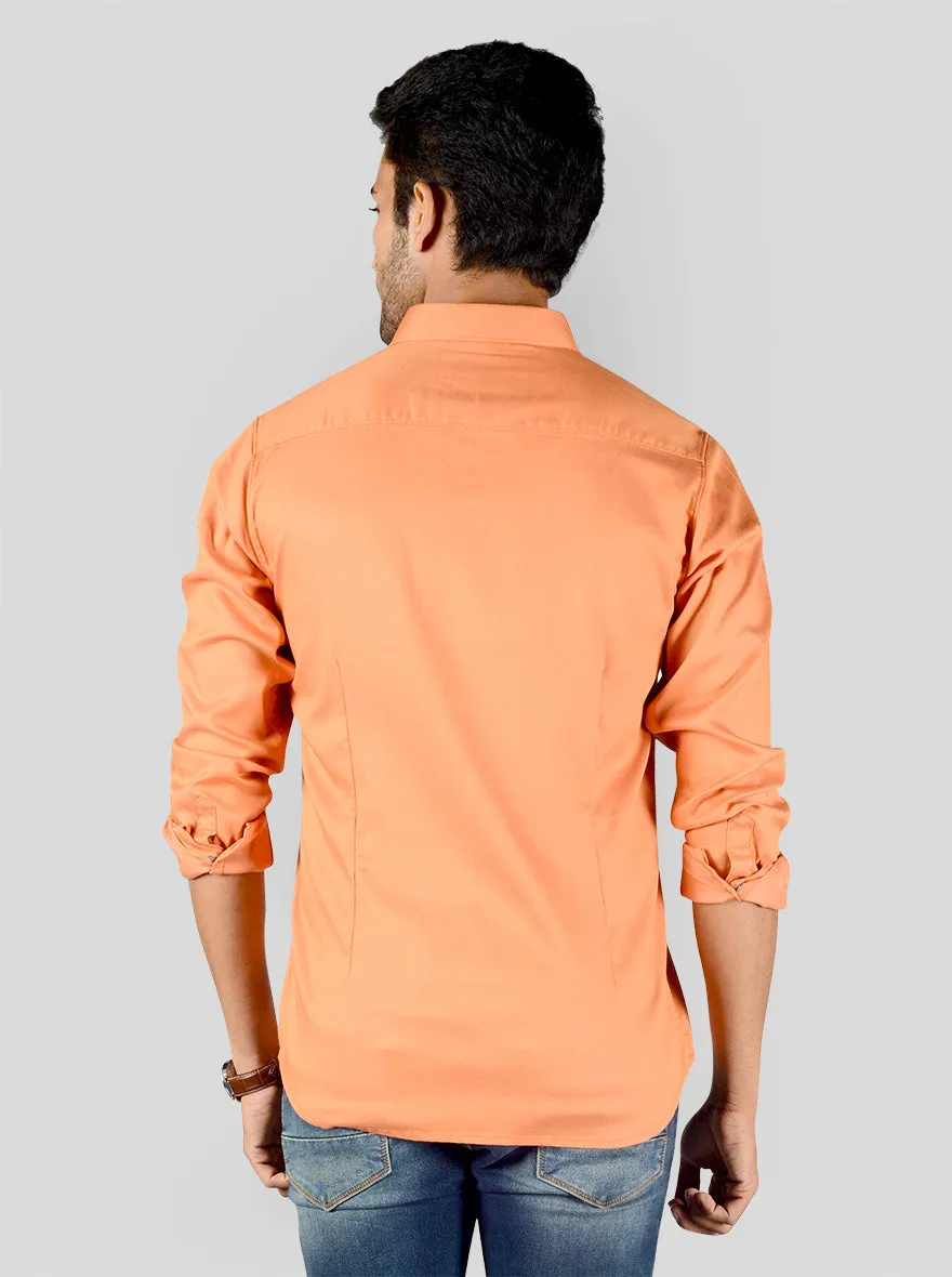 Ochre Orange Solid Slim Fit Casual Shirt | JadeBlue