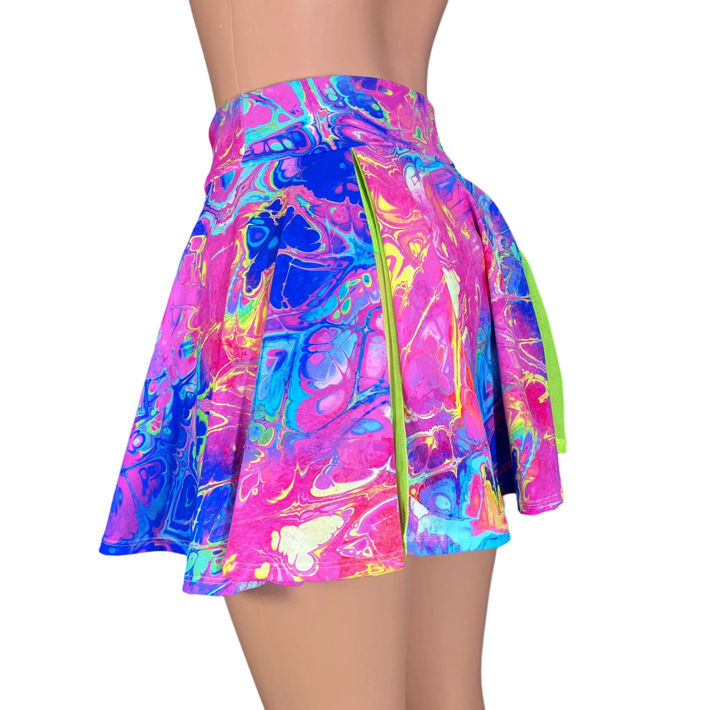 Pleated Skater Skirt - Rainbow Vapor