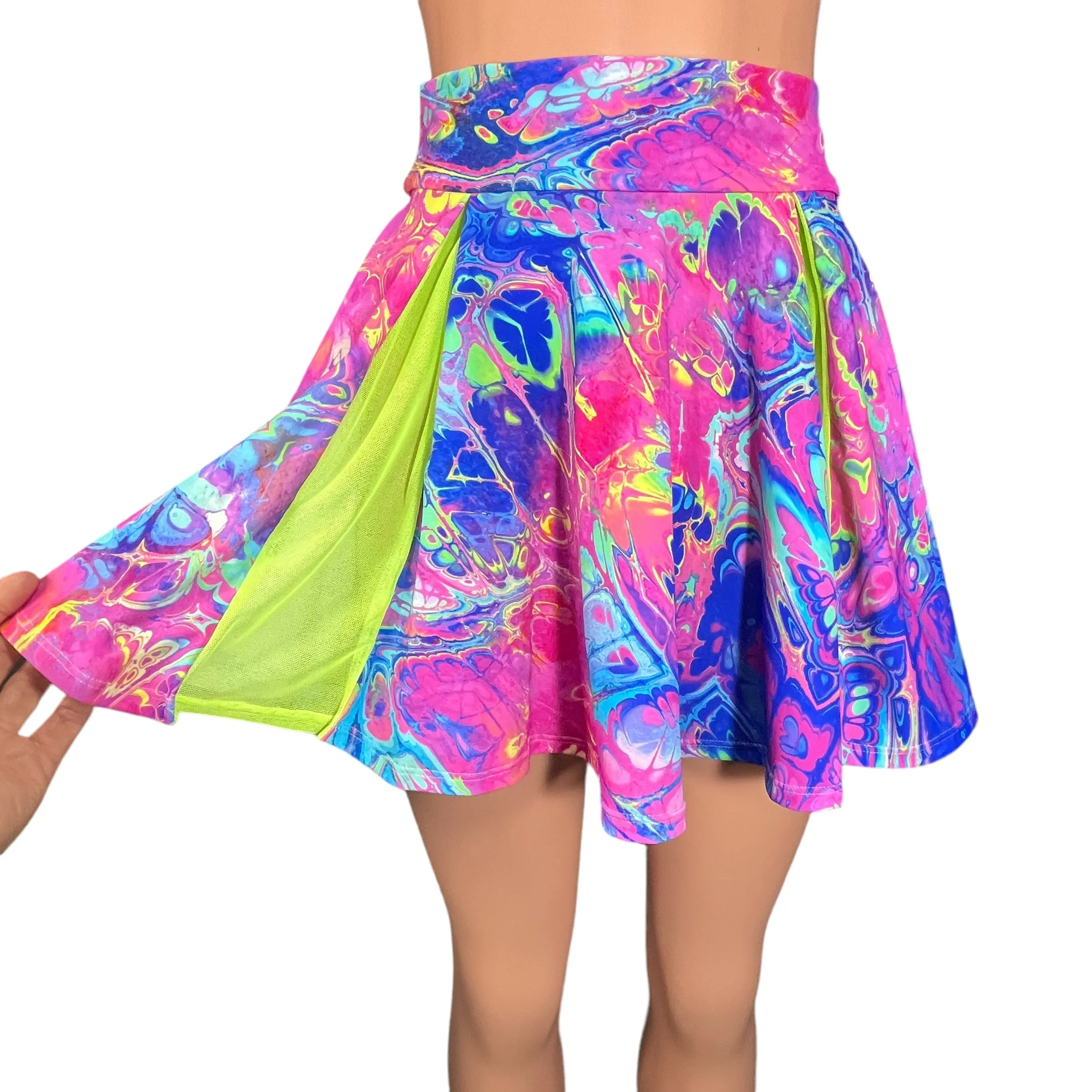 Pleated Skater Skirt - Rainbow Vapor