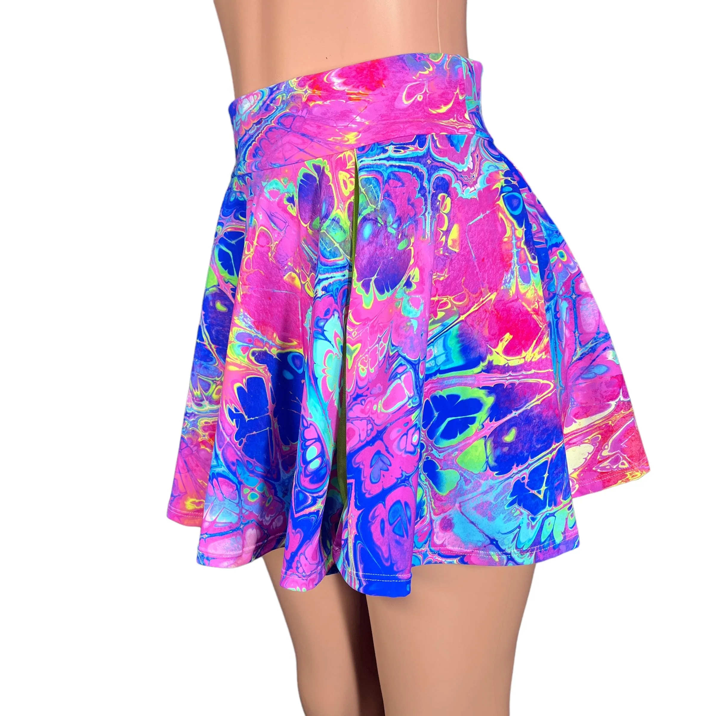 Pleated Skater Skirt - Rainbow Vapor