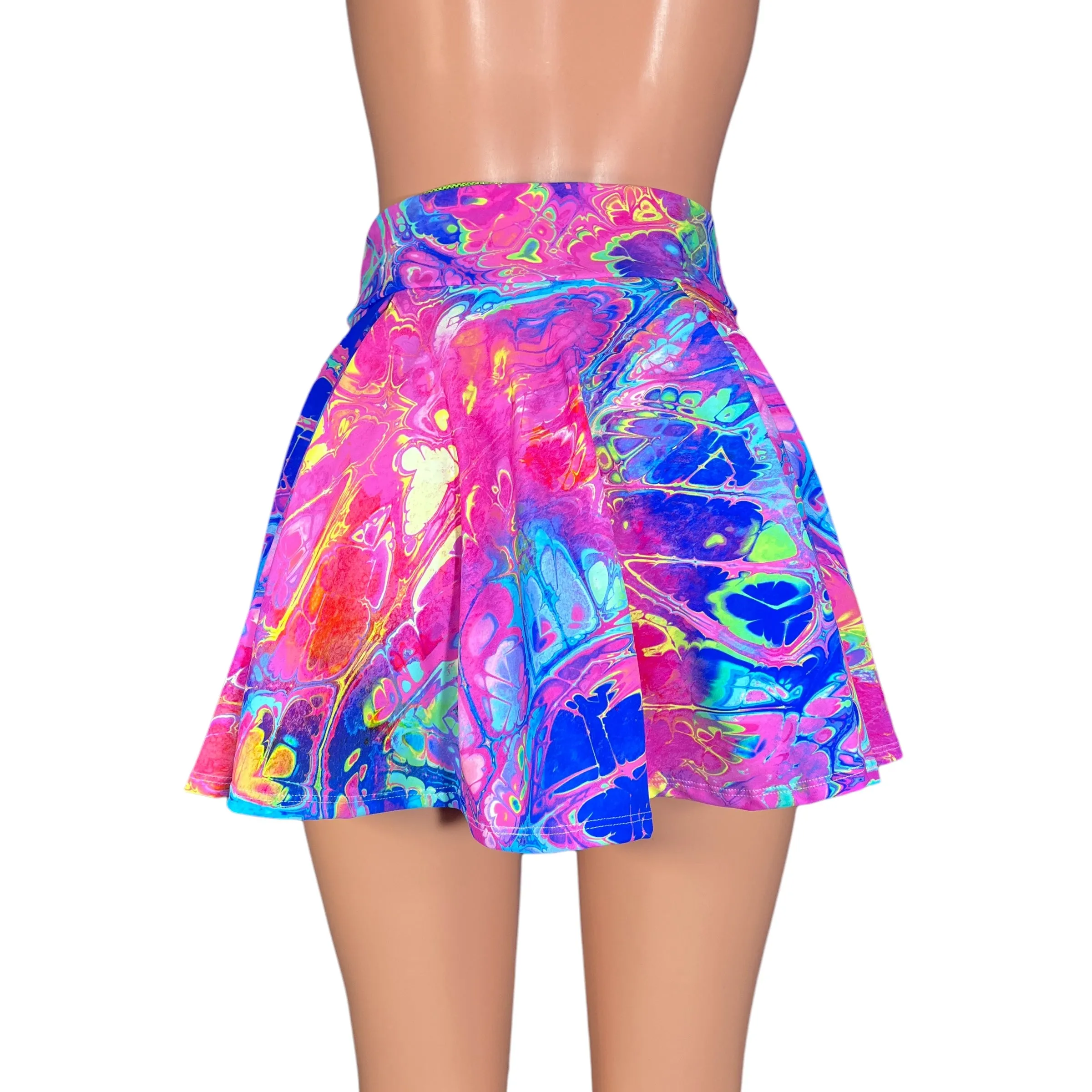 Pleated Skater Skirt - Rainbow Vapor