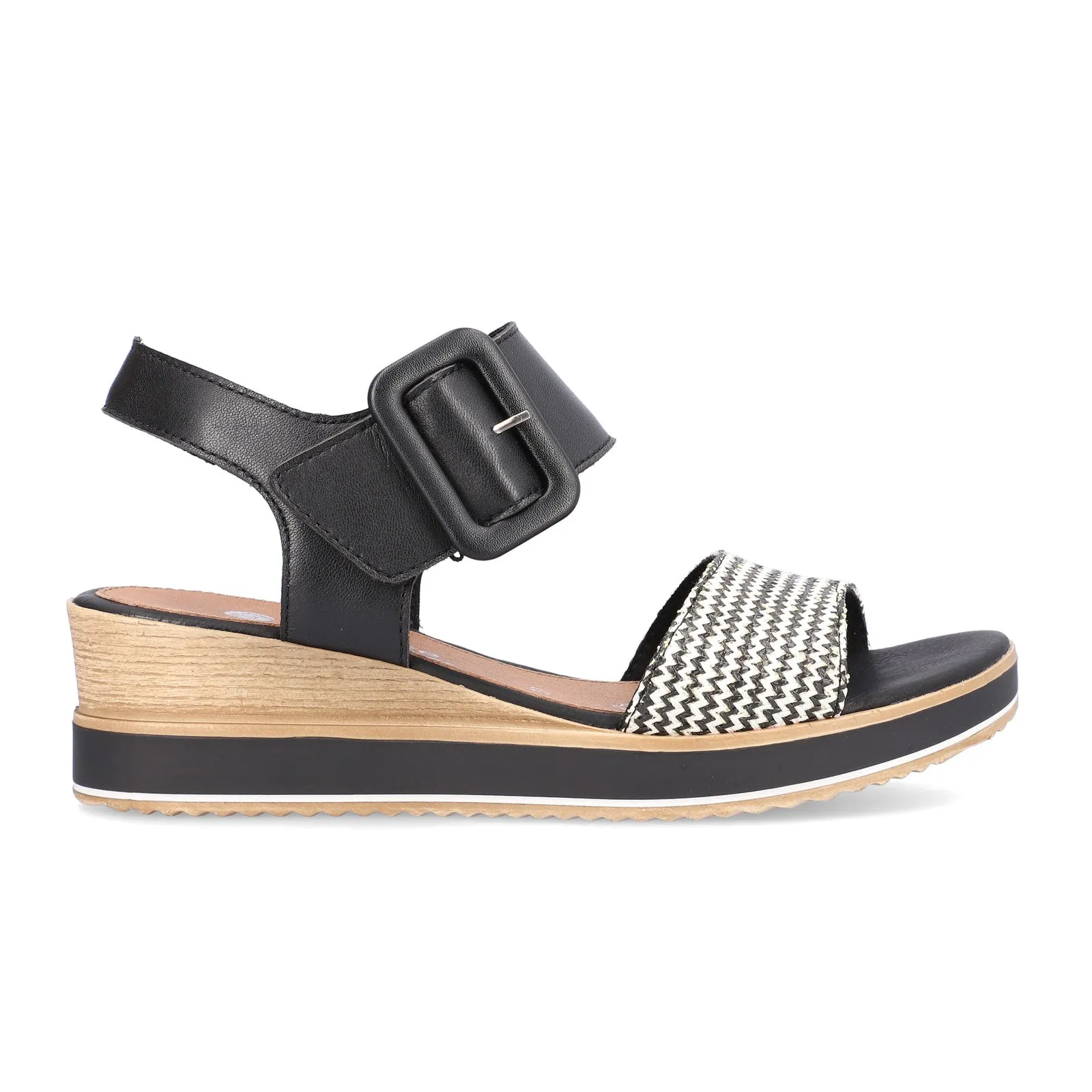 Remonte Jerilyn D6453-01 Wedge Sandal (Women) - Schwarz-Crema/Schwarz Siradial Lugano