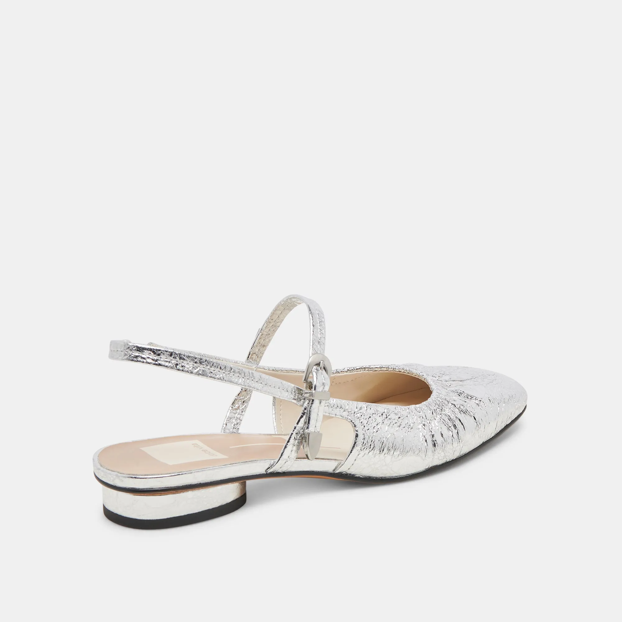 RIANNE FLATS SILVER DISTRESSED LEATHER