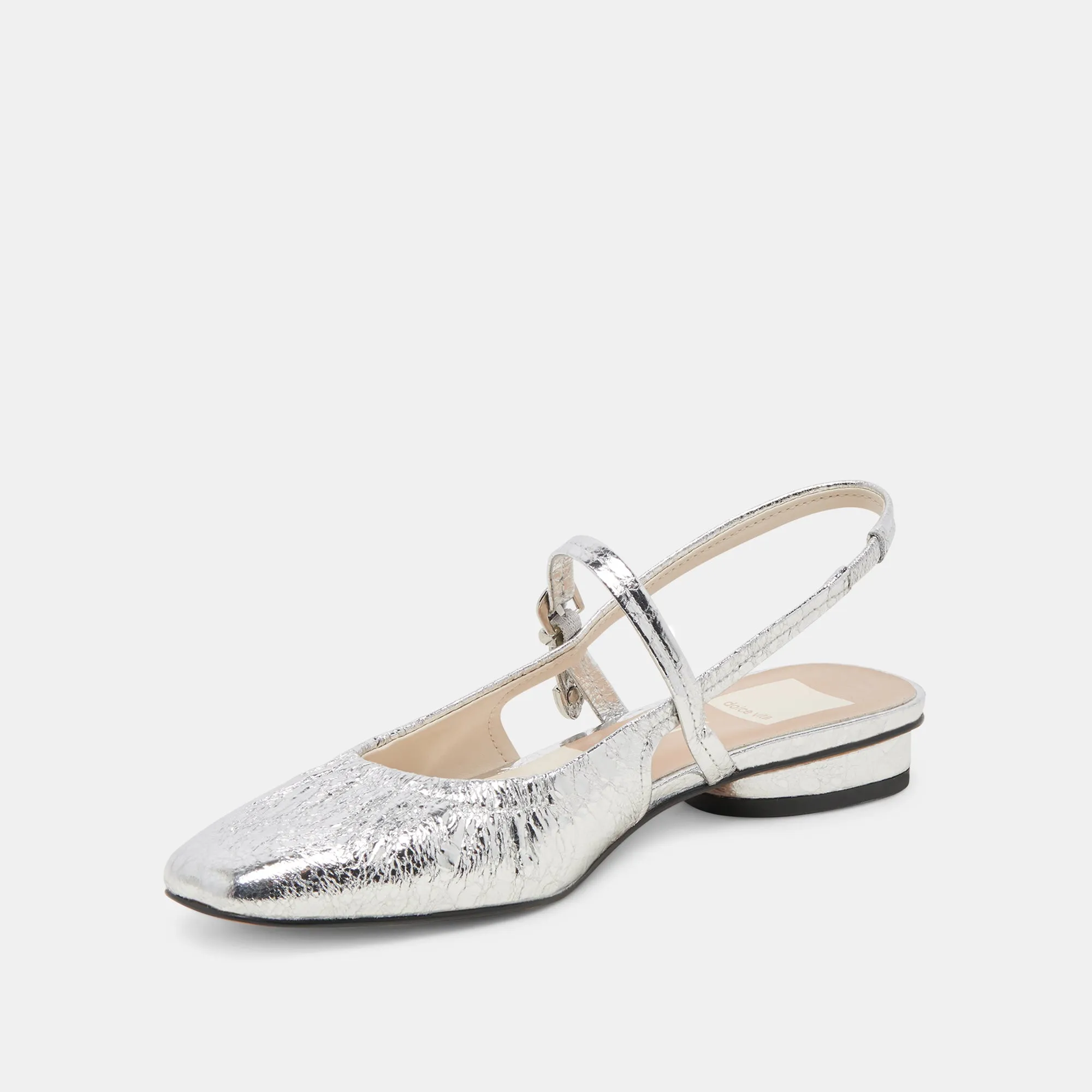 RIANNE FLATS SILVER DISTRESSED LEATHER