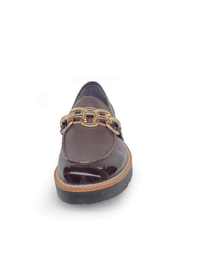 ROSKAR Loafers Choc Patent Mix