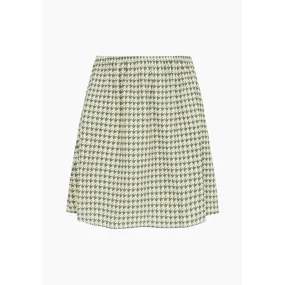 Sadie Flare Houndstooth Print Mini Skirt In Green