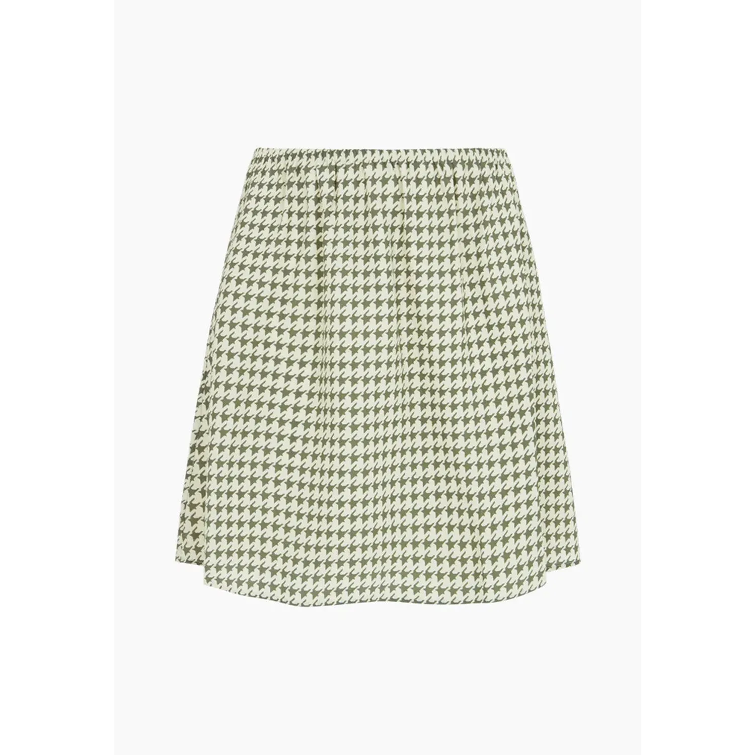 Sadie Flare Houndstooth Print Mini Skirt In Green