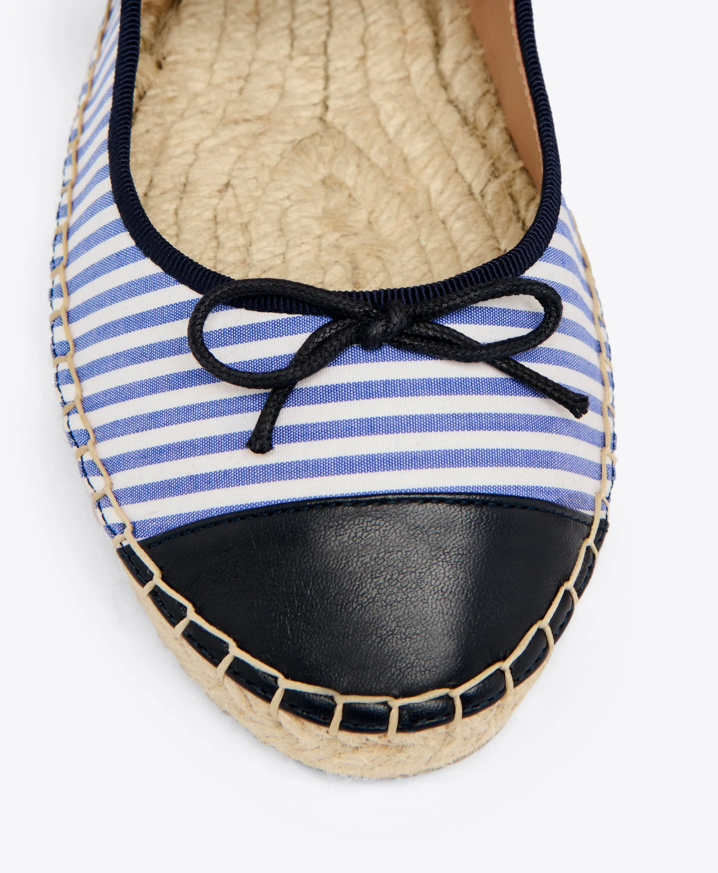 Saffron Navy Striped Cotton Flat Pumps