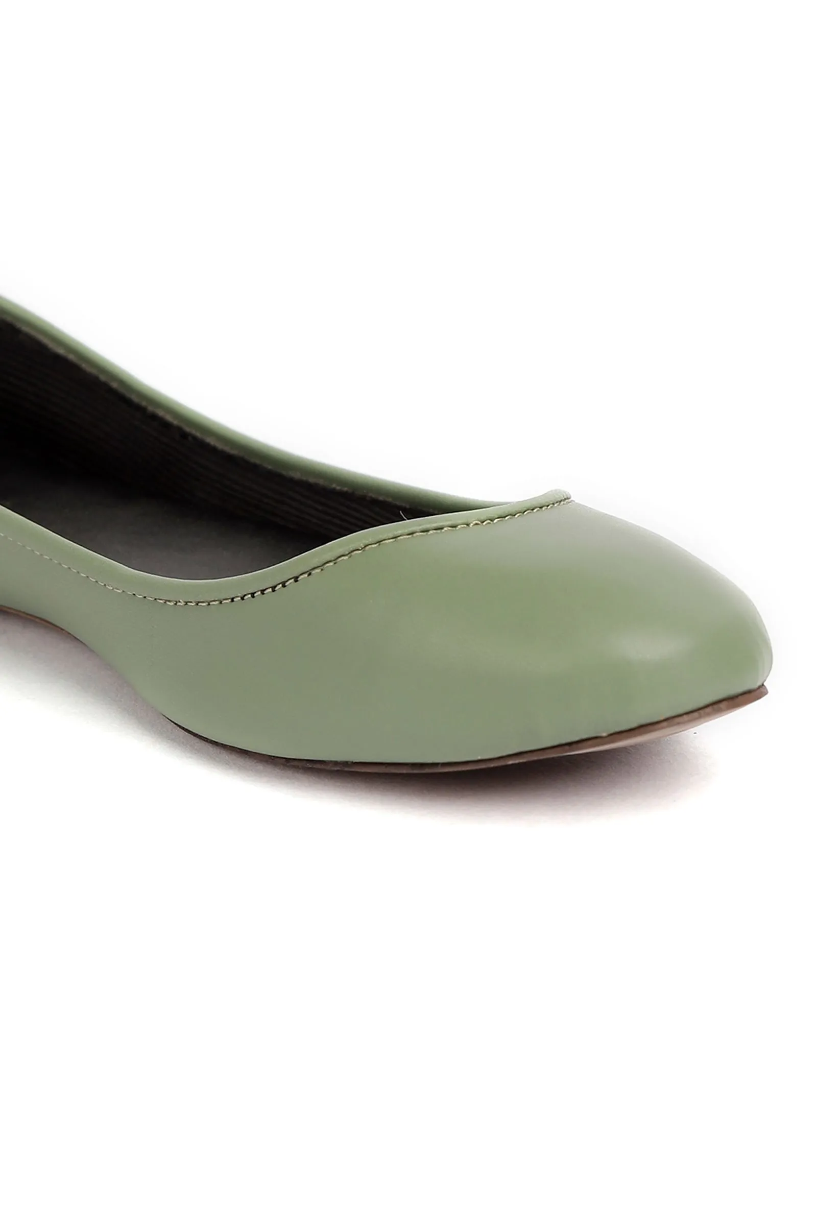 Sage Green Cruelty Free Leather Flat Ballerinas