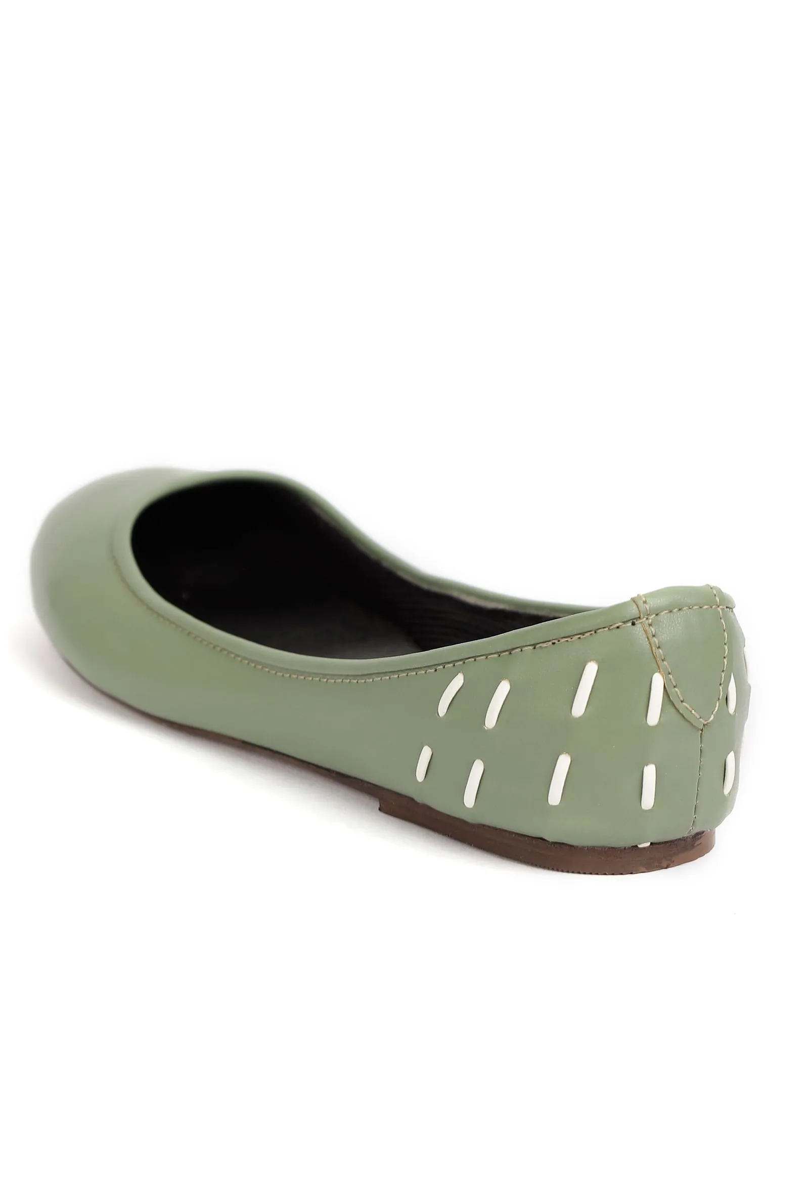 Sage Green Cruelty Free Leather Flat Ballerinas