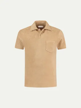 Sand Terry Towelling Polo Shirt