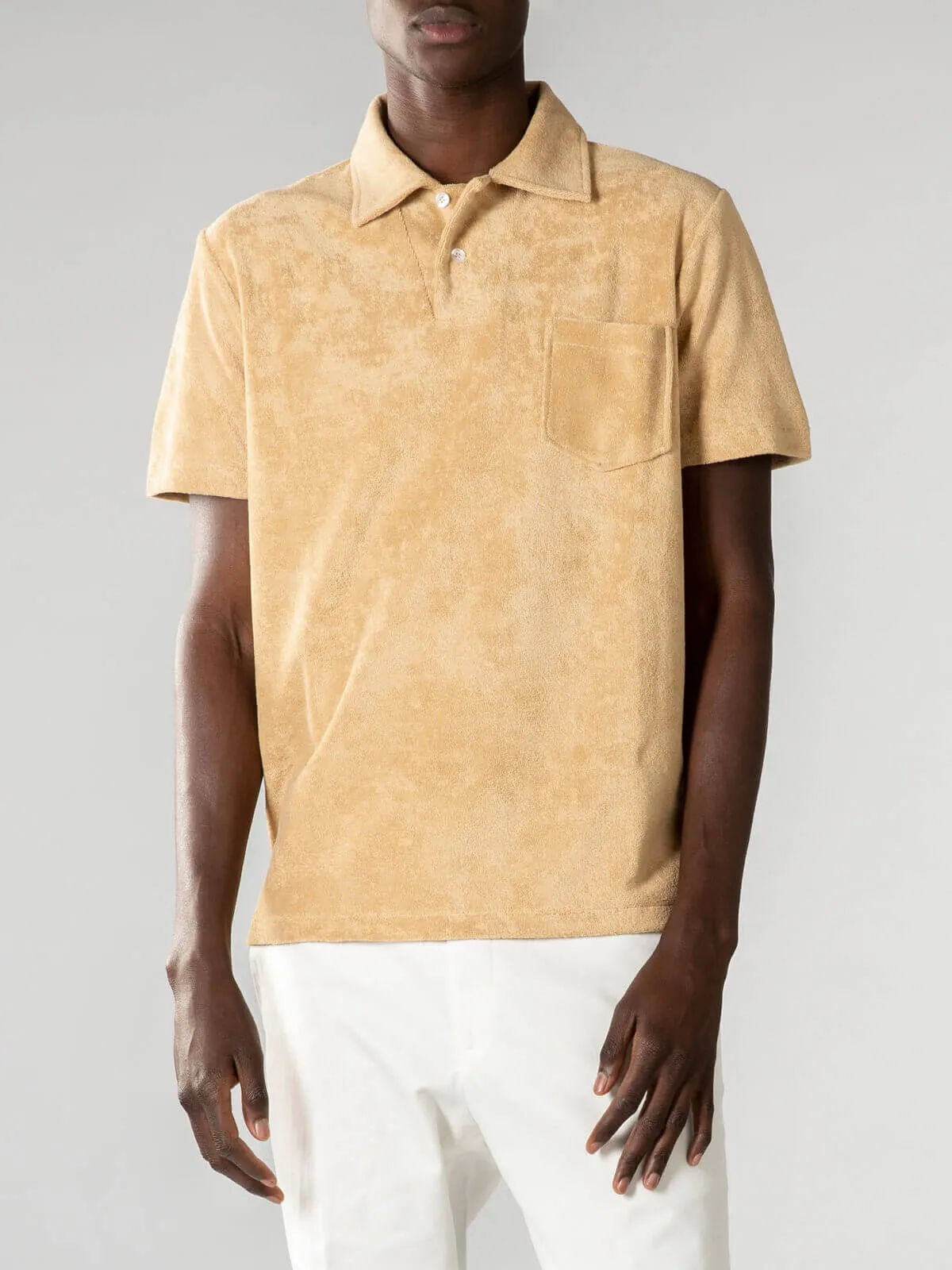 Sand Terry Towelling Polo Shirt