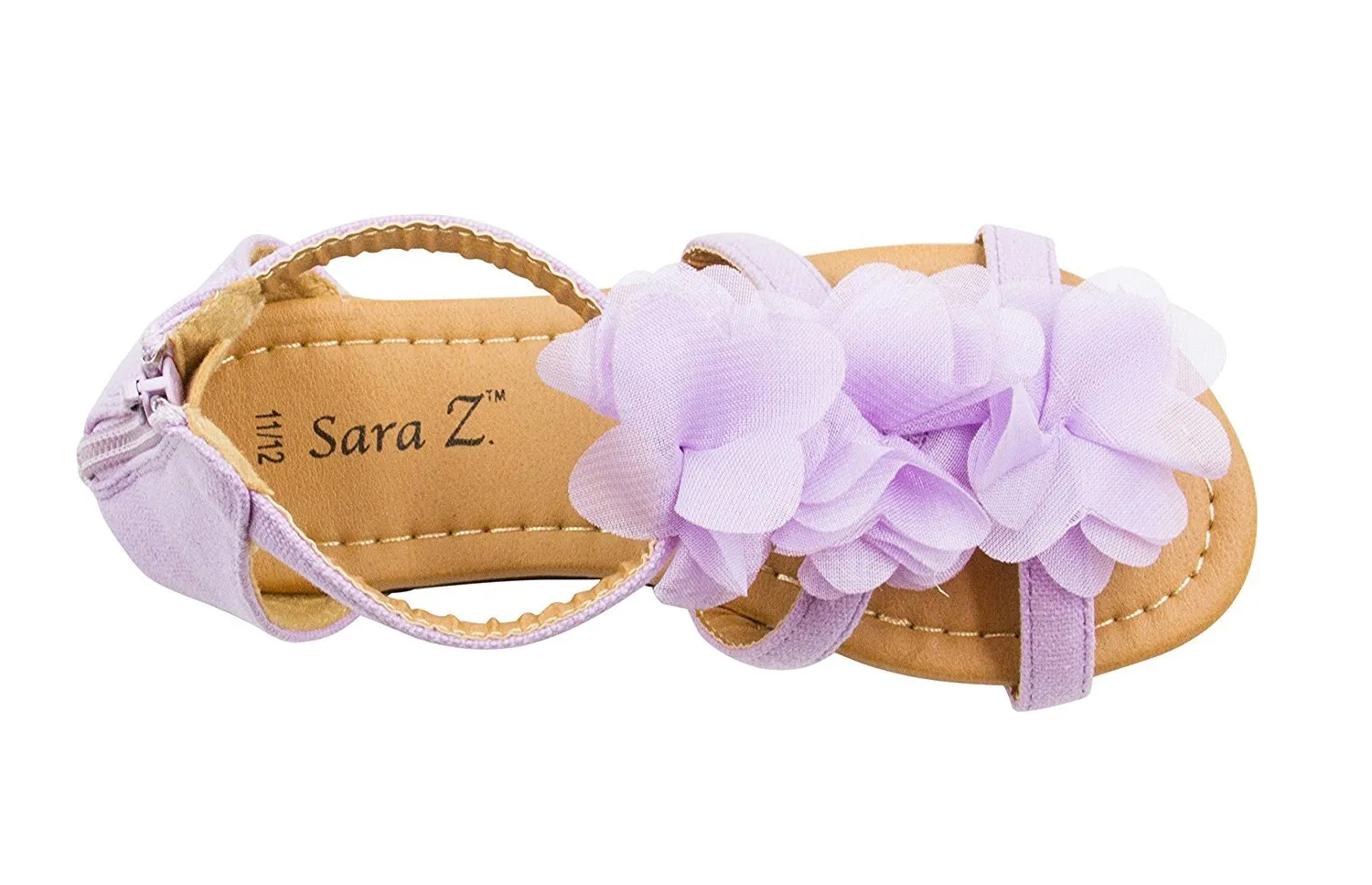 Sara Z Girls Canvas Gladiator Sandal with Chiffon Flowers