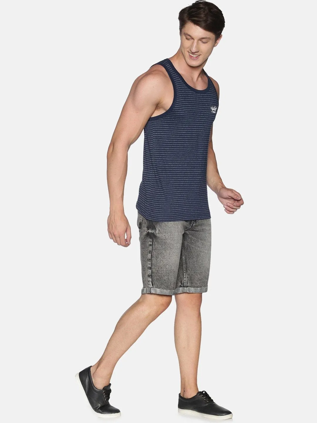 Sleeveless Blue Sando Vest Tank Top for Men