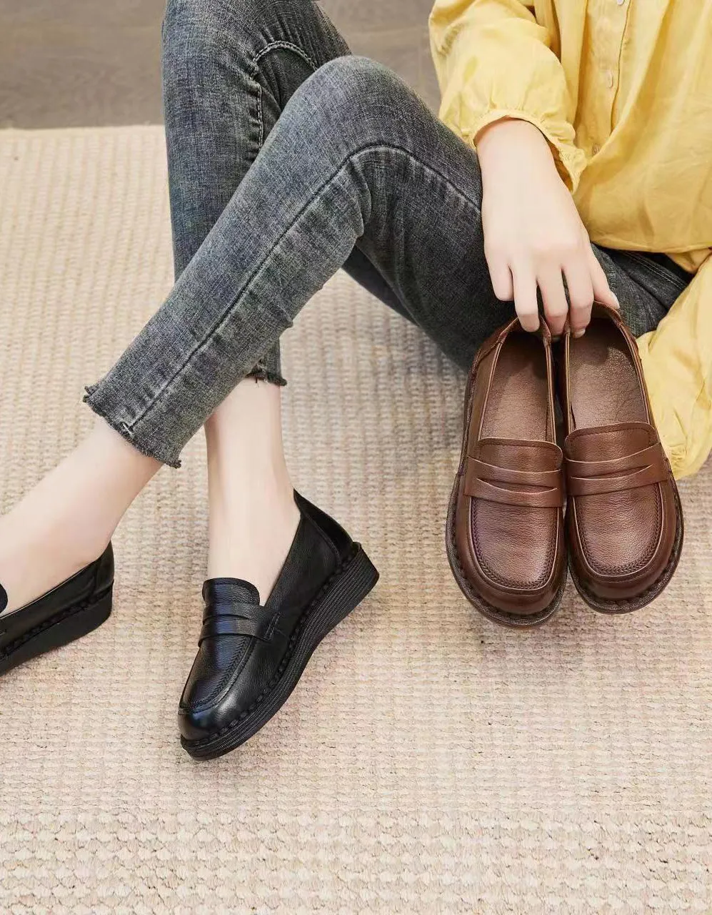 Soft Leather Comfortable Retro Loafers