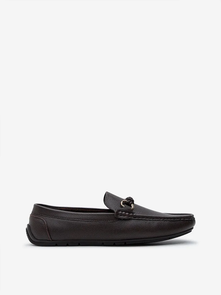 SOLEPLAY Dark Brown Metal Detailed Loafers