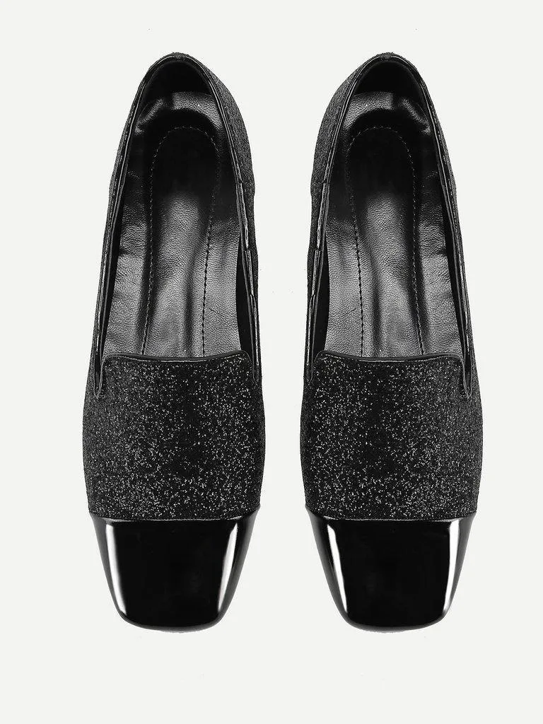 Square Toe Glitter Loafers