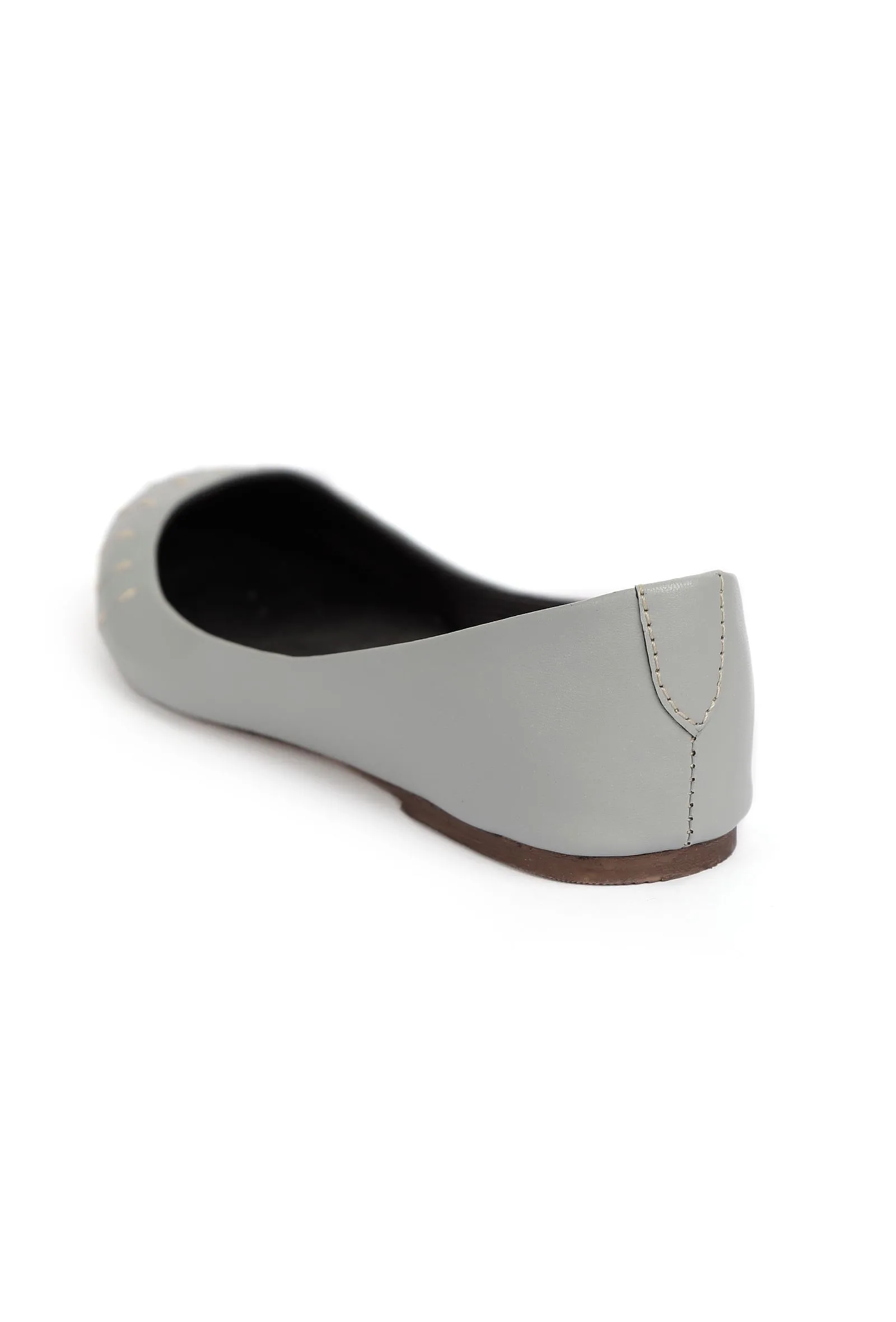 Steel Grey Cruelty Free Leather Flat Ballerinas