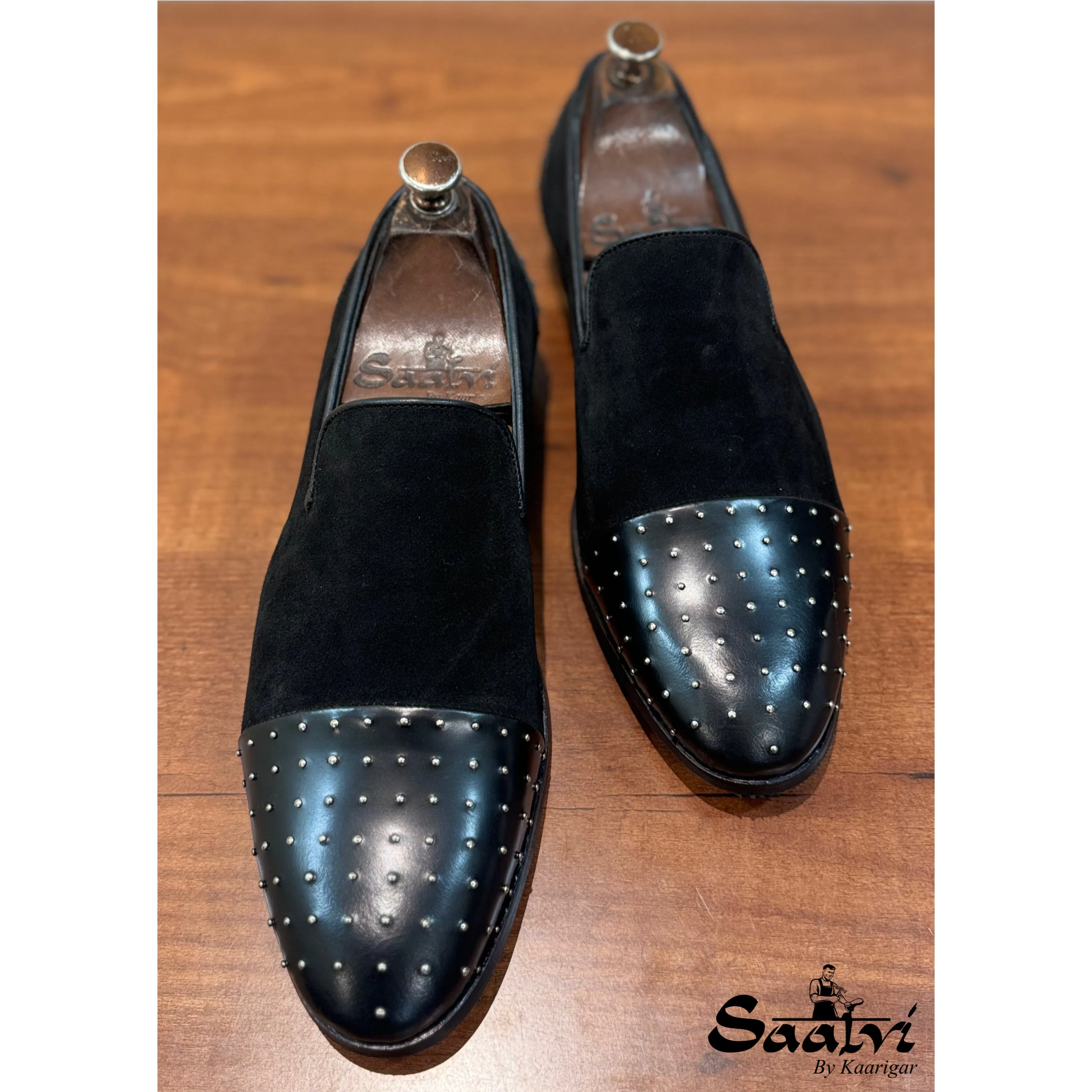 Suede Calf Loafers With Studs