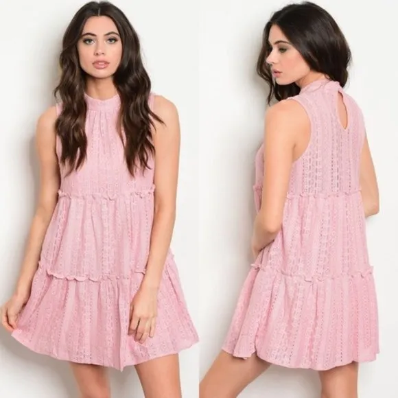 Sweet as Ever Pink BabyDoll Lace Dress