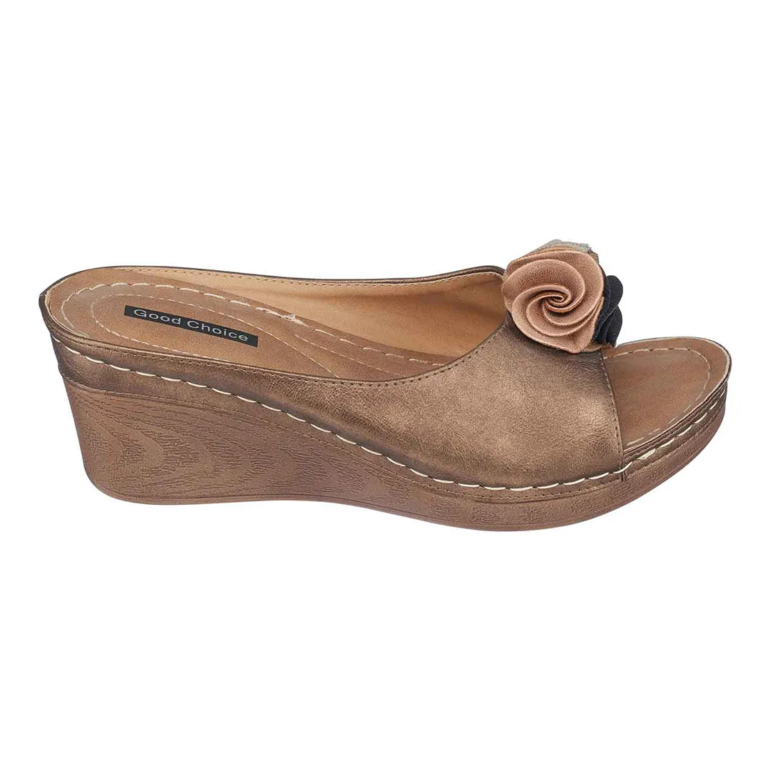 Sydney Bronze Wedge Sandals