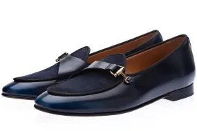 TANGERINE 12 CORDOVAN NAVY BELGIAN LOAFERS