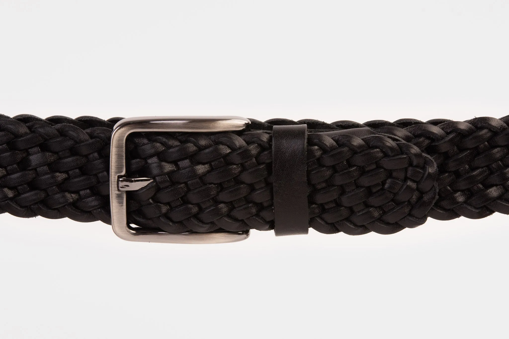 The Grand Woven Black Color Leather Belt