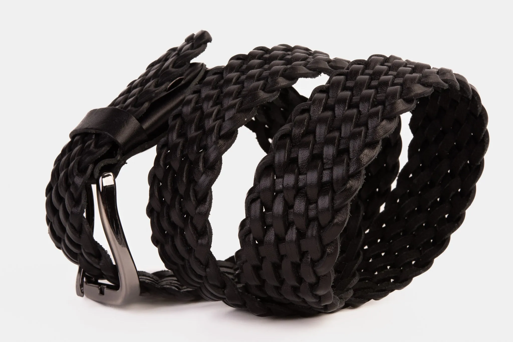 The Grand Woven Black Color Leather Belt