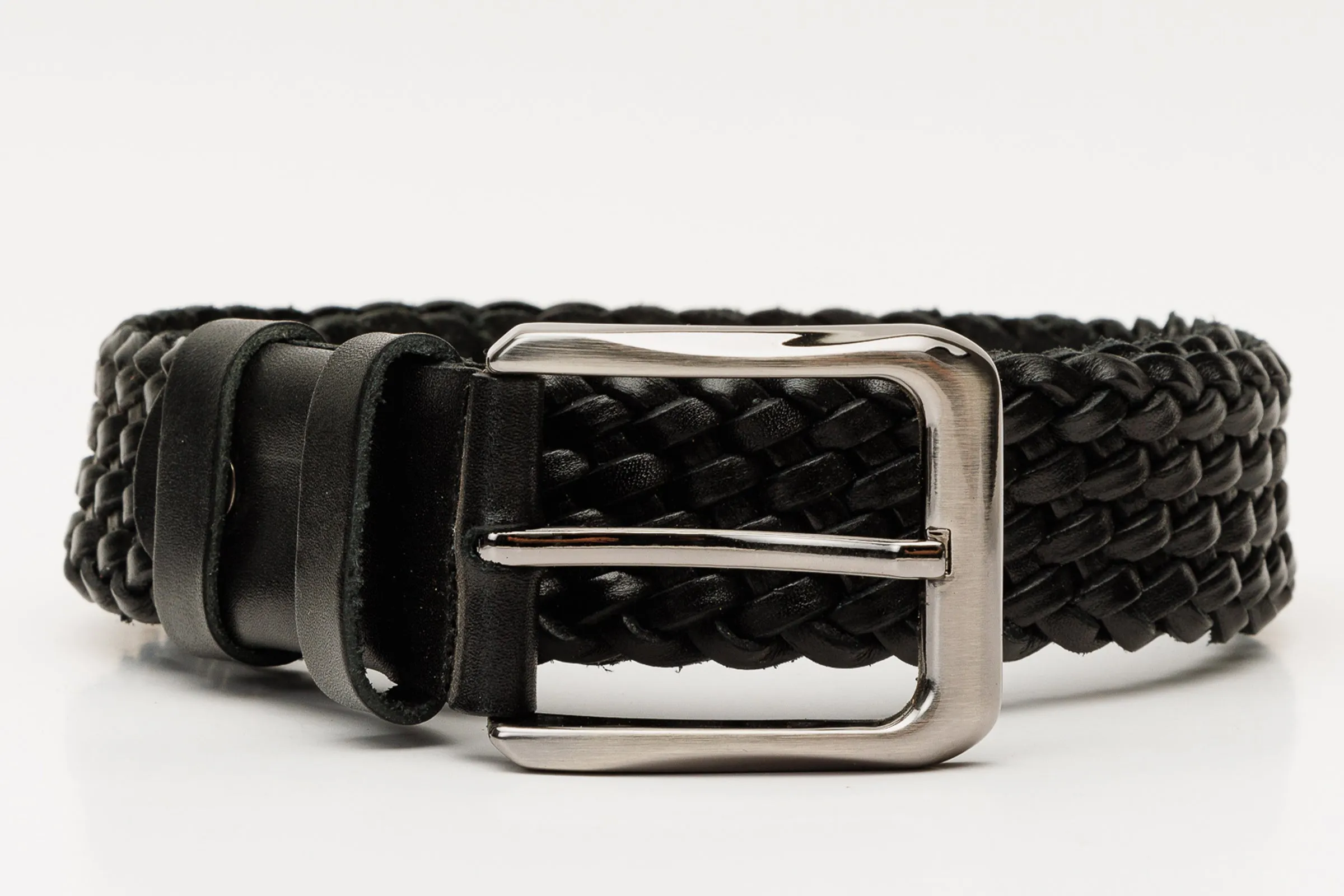 The Grand Woven Black Color Leather Belt